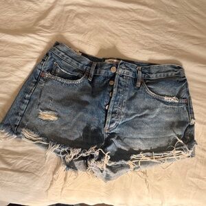 Agolde Distressed Blue Jean Shorts